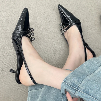 New Ladies Shoes High Heels Women Sandals Spring Summer Pointed Toe Party Footwear Fashion Buckle Strap Female Shoes Pumps