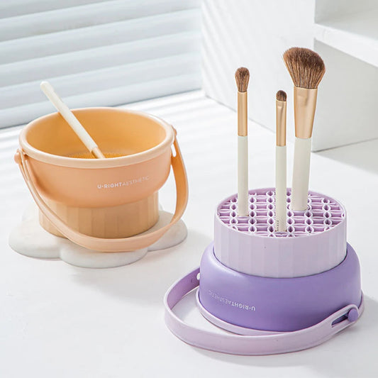 Silicone Washing Bowl Makeup Brush Cleaning Box Make-up Egg Drying Tools Set Powder Puff Washer Sponge Storage Artifact