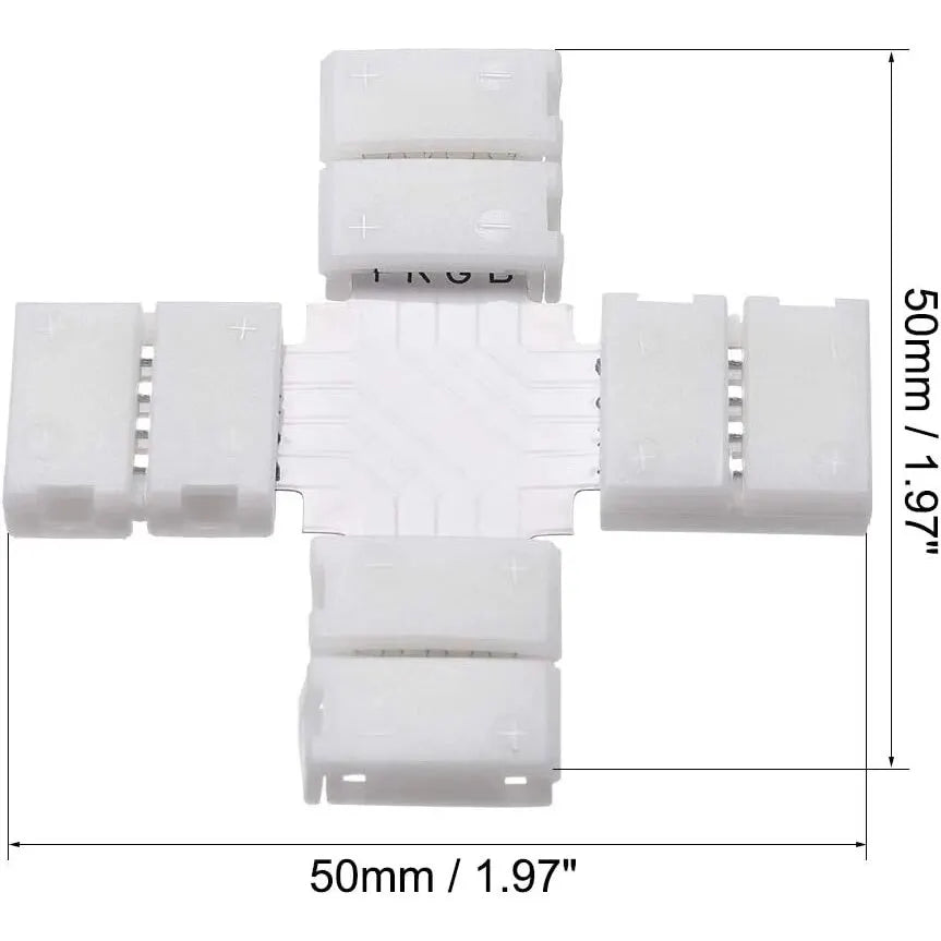 10pcs I /L/T/Cross Shape Solderless Snap Down 4Pin Conductor LED Strip Connector for Quick Splitter Connection of 10mm Wide