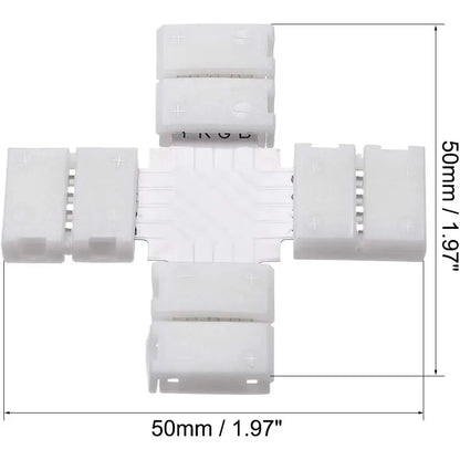 10pcs I /L/T/Cross Shape Solderless Snap Down 4Pin Conductor LED Strip Connector for Quick Splitter Connection of 10mm Wide