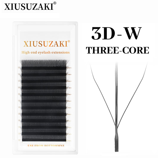 XIUSUZAKI 3D W Three-Core Triple Tips Eyelashes W Shape Eyelash Extensions Blister Natural Premade Fans Double Two-Core Lashes