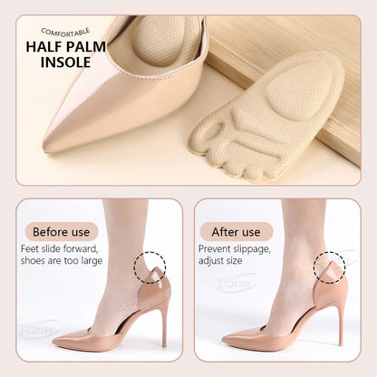 【Xxin】2/4Pcs Forefoot Pads Non-slip High Heels Insole Thickened sponge Women Insoles for Shoes