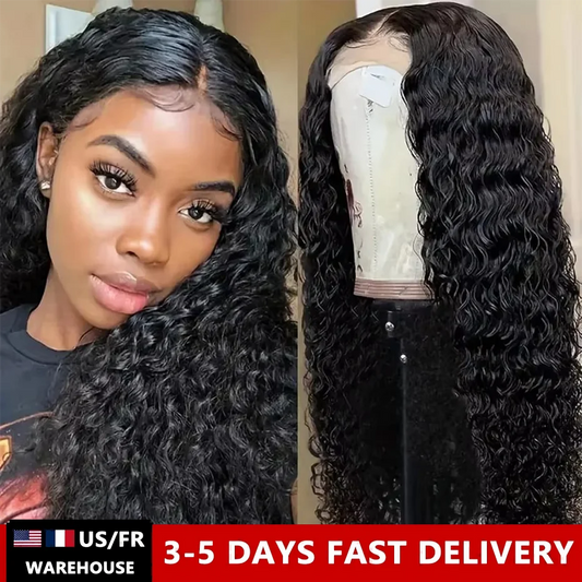 200% Deep Wave 13x6 Water Wave HD Lace Frontal Human Hair Wigs 13x4 Lace Front Wig Curly Wigs Human Hair Pre Plucked For Women